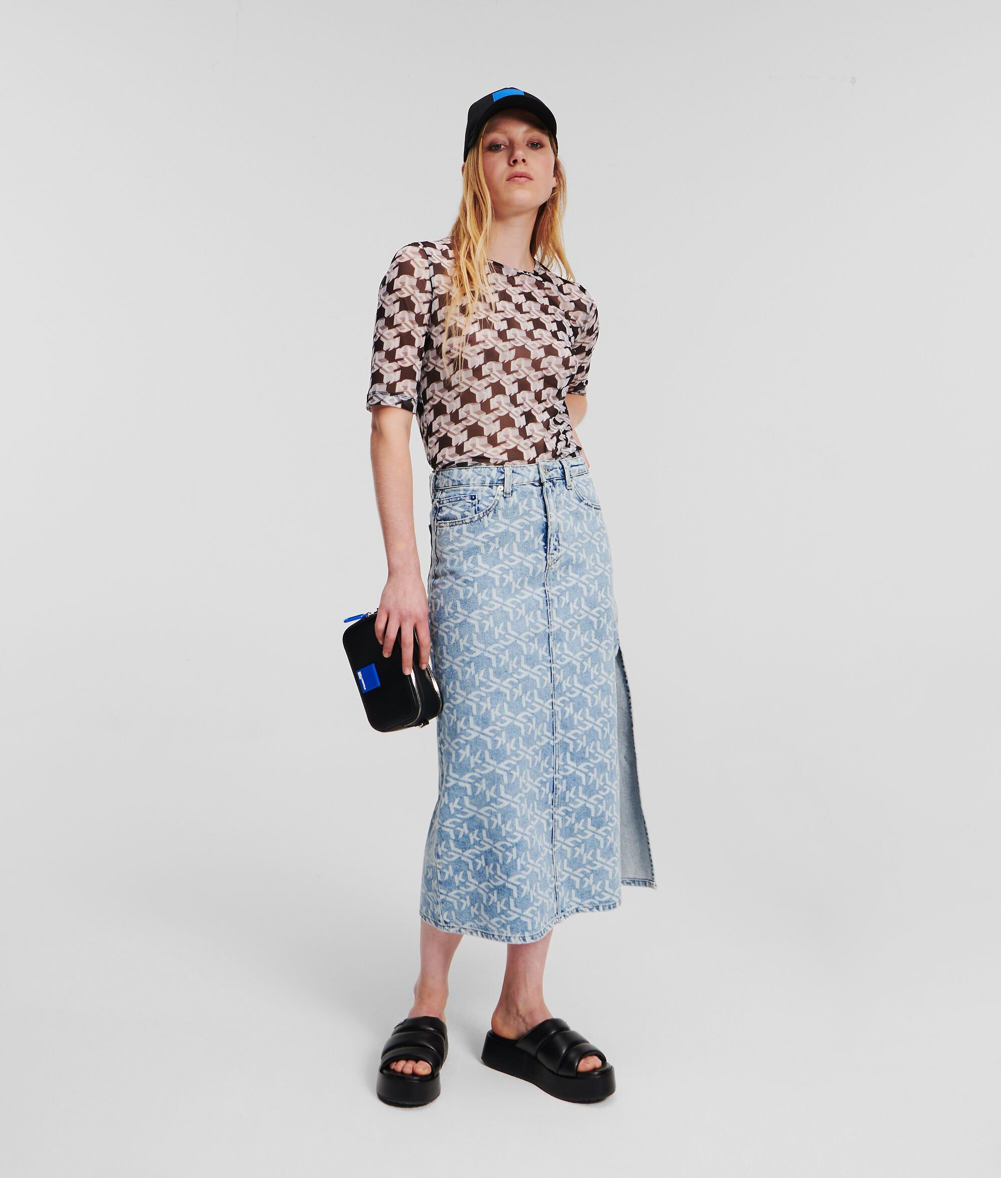 (image for) Sophisticated KLJ Monogram Denim Maxi Skirt